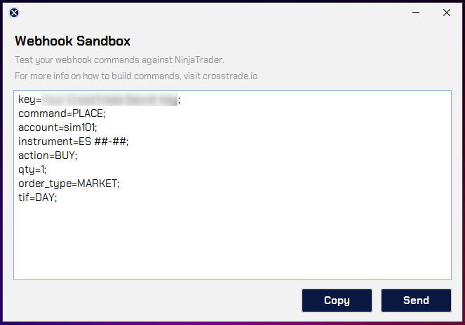 Sandbox for testing webhook payloads against NinjaTrader