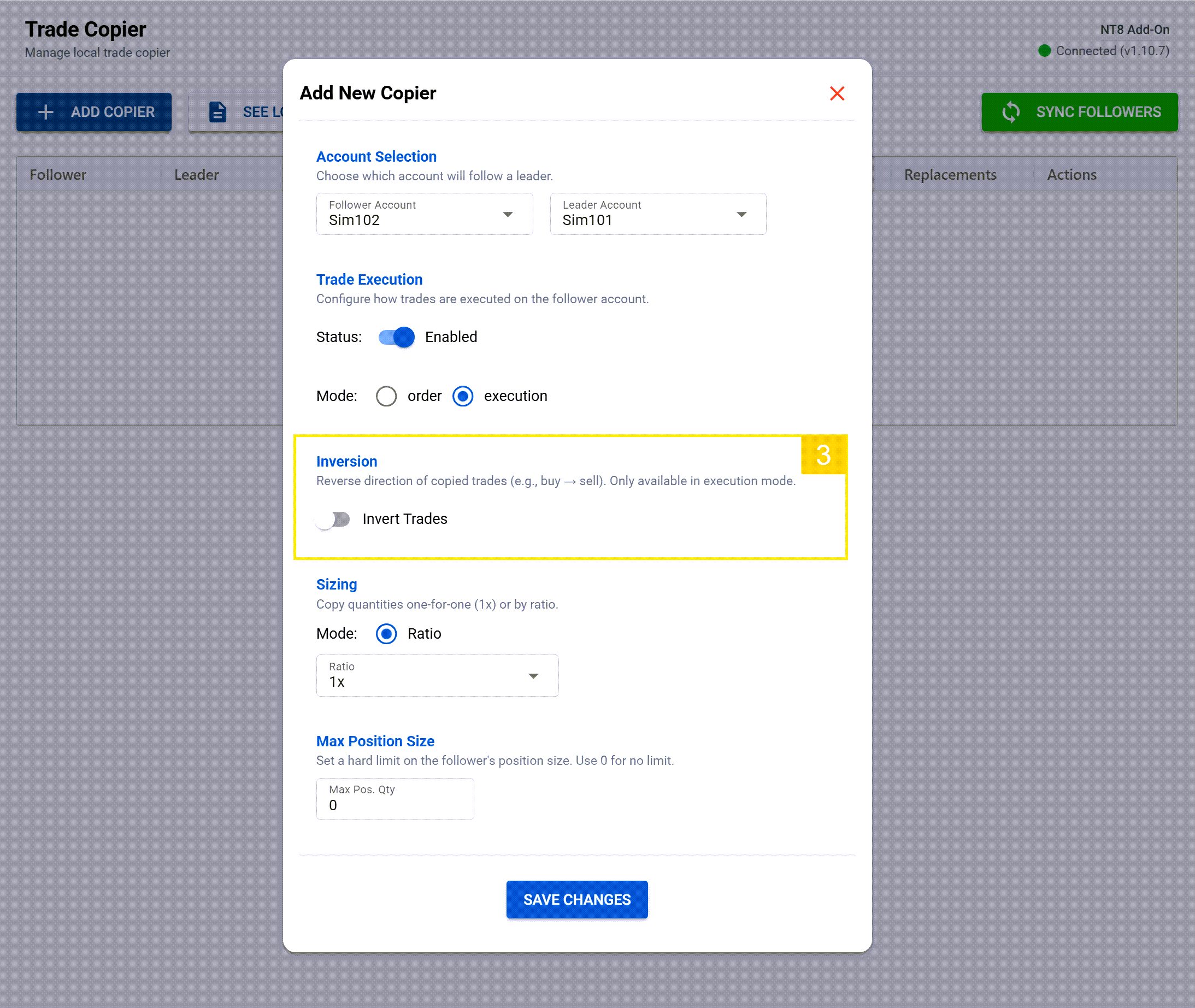 enable trade inversion for follower to trade in the opposite way as leader
