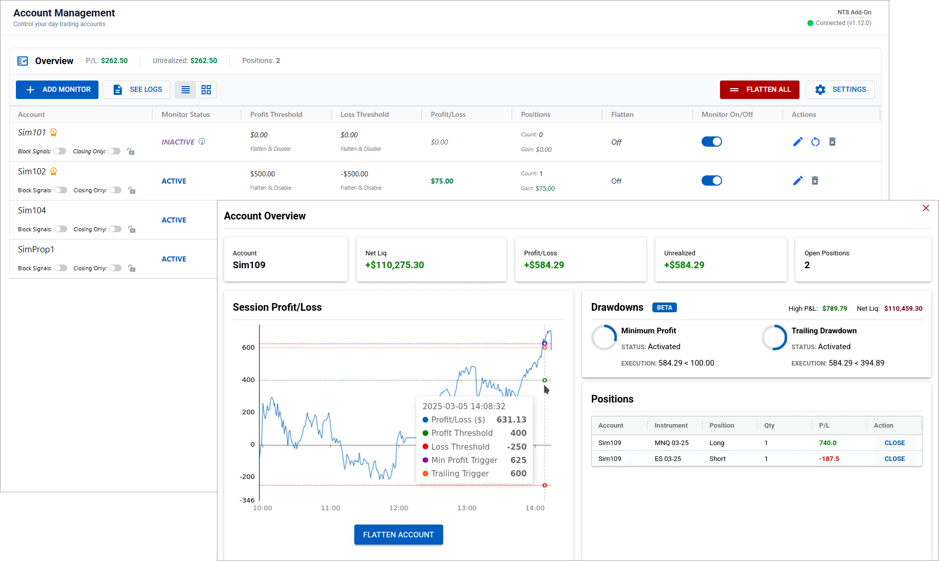 NinjaTrader account manager software