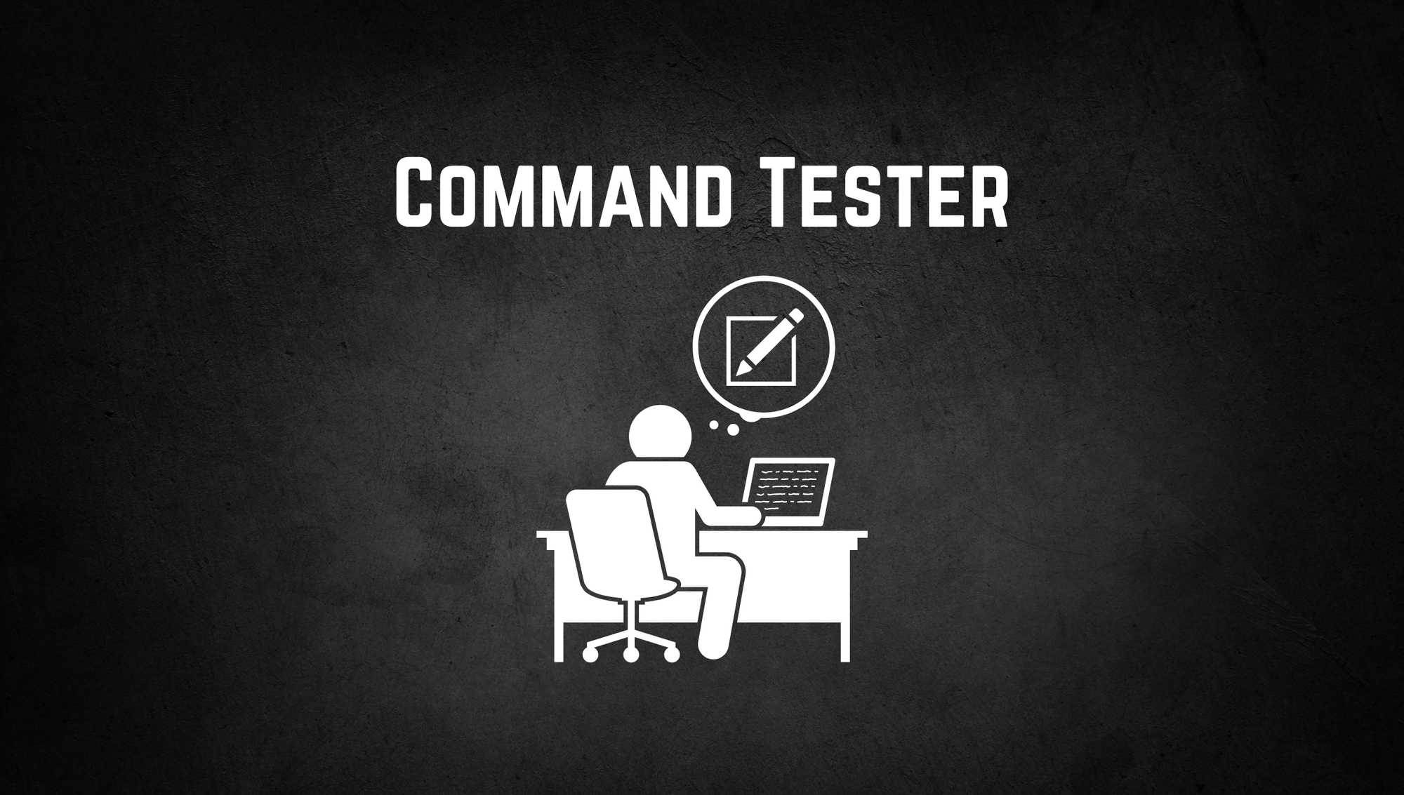Graphic of man sitting at desk editing something with text Command Editor above