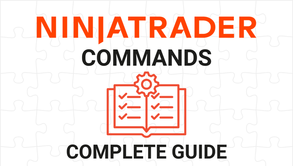 NinjaTrader commands guide with checklist icon on puzzle background.