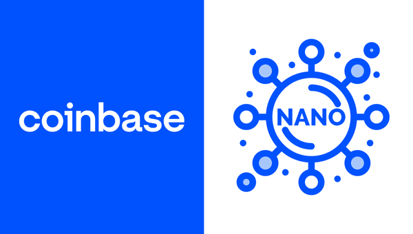 Coinbase and Nano Oil and Gold Futures logos side by side.