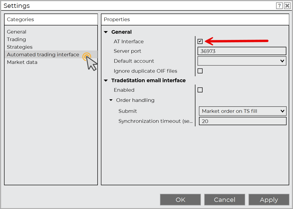 Enabling the Automated Trading Interface