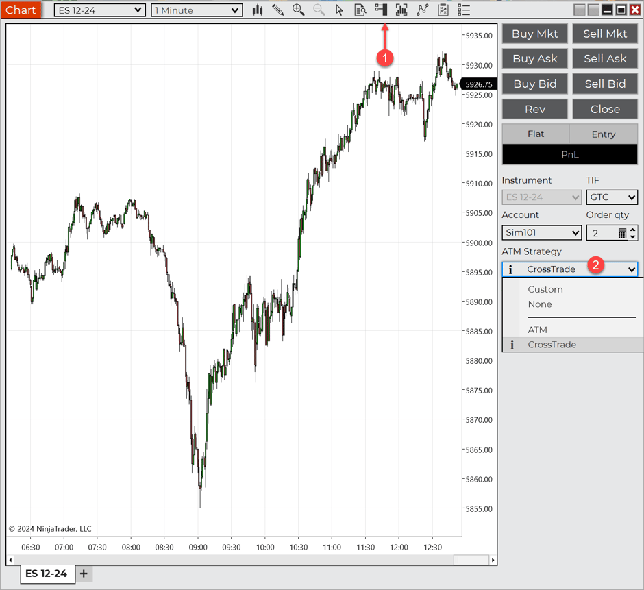 Opening a new ATM Strategy from NinjaTrader's order entry window