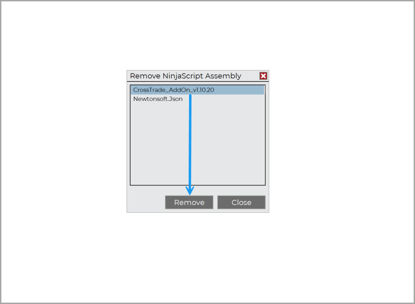 Selecting the CrossTrade assembly to remove